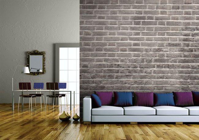 brick wallpaper in living room